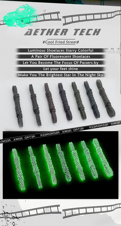 7MM Pro Bright Luminous Lace Flat Shape Neon Shoelace Nice Glow In Dark For Trendy Youth Street