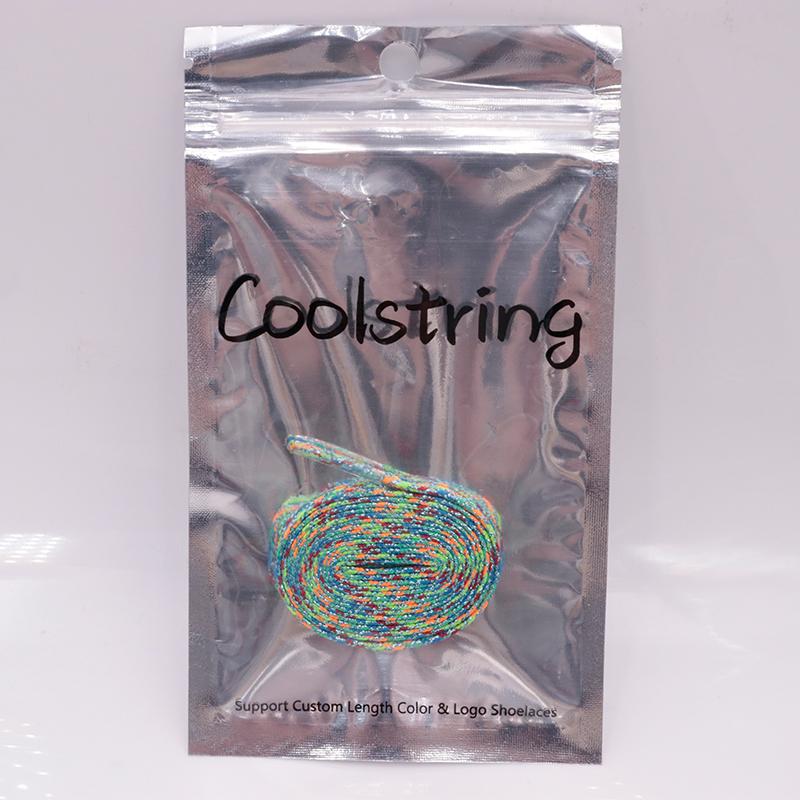 7MM Metallic Yarn Colorful Laces Black Blue Yellow Polyester Shoelaces Sneaker Boot Canvas Trendy