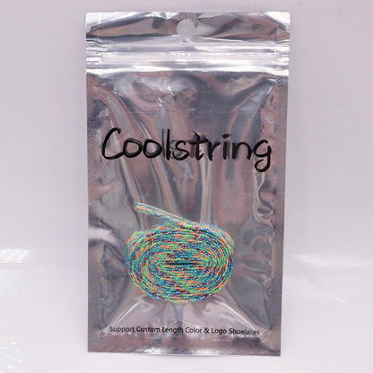 7MM Metallic Yarn Colorful Laces Black Blue Yellow Polyester Shoelaces Sneaker Boot Canvas Trendy