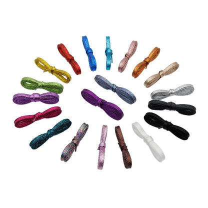 7MM Metallic Yarn Calm & Restrained Color Combination Flat Laces Pretty Glitter Lacets For Leather