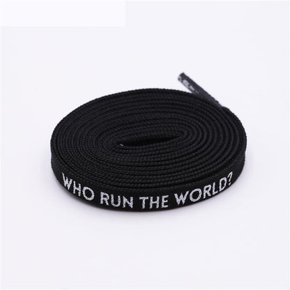 7MM Shoe Accessories Silk Screen Letter Printing Basketball Canvas Boots Falt Laces Lady Charmed