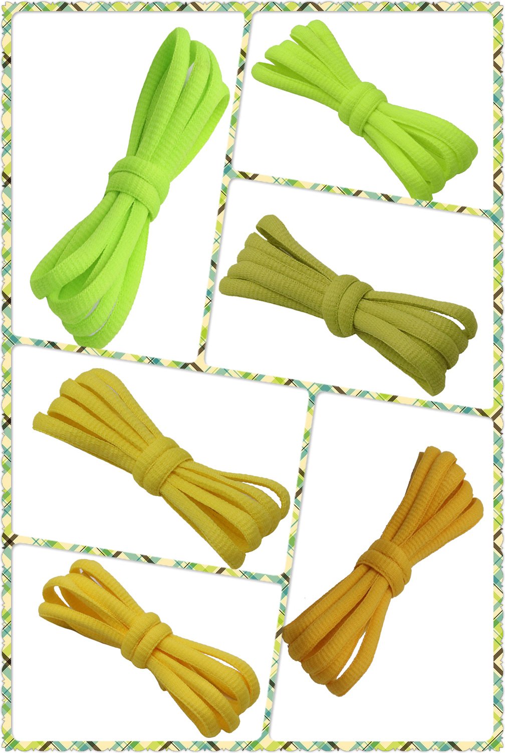 Authentic 6MM Oval Ropes Yellow Green Vivid Shoelaces Clothing Polyester Pure Cotton Flexible Laces