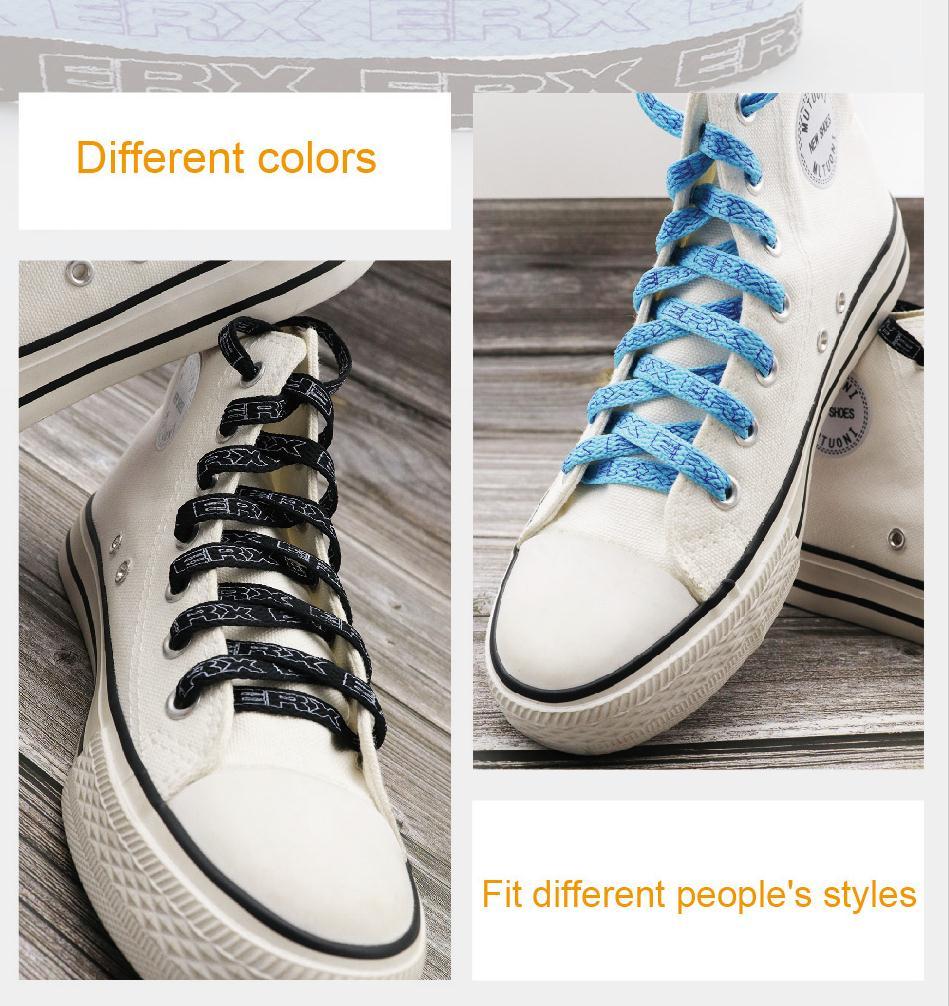 7MM Black-White Blue-Sapphire "ERX" Letter Printing Shoelaces Women Sneaker 2021 Canvas Ropes Flat
