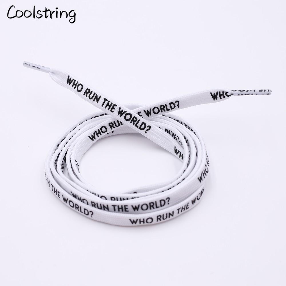 7MM Who Run The World Slogo Shoelaces Double-sided Printed Flat Sneakers Basketball Shoestring