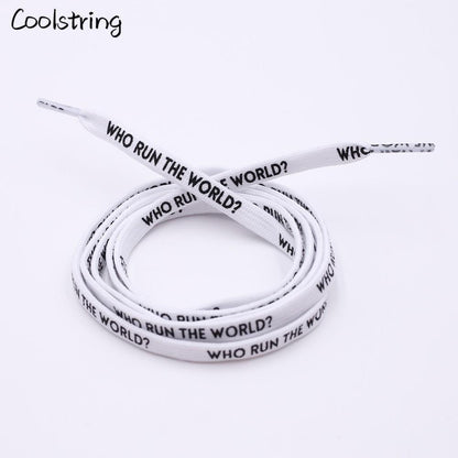 7MM Who Run The World Slogo Shoelaces Double-sided Printed Flat Sneakers Basketball Shoestring