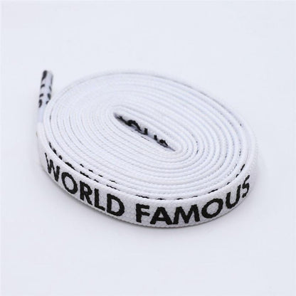 7MM "WORLD FAMOUS" Silk Screen Letter Printing Laces Red White Black For Casual Canvas Running Sport