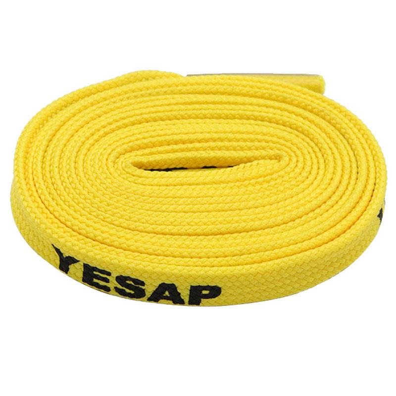 7MM Superior Shoe Accessory Silk Screen Yellow Black Letter Printing Unisex Canvas Shoelaces