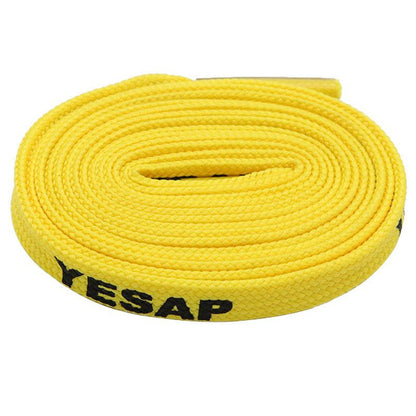 7MM Superior Shoe Accessory Silk Screen Yellow Black Letter Printing Unisex Canvas Shoelaces