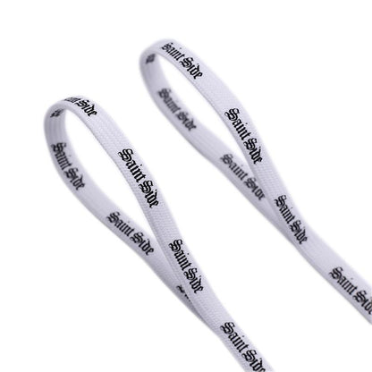 7MM Saint Side White Black Letter Flat Type Waist Laces Men Women Sneaker Ropes Boots Canvas Casual
