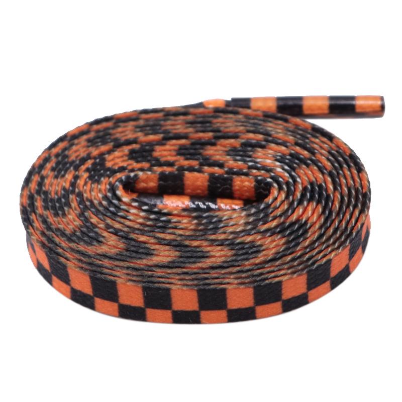 8MM Checkered Pattern Top Quality Heat Transfer Printing Lacet Decoration Of Finny Sneakers Women