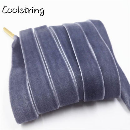 60-180cm Length 1.27 Cm Width Velvet Surface Shoelaces Women Men Black White Colorful Sports Casual