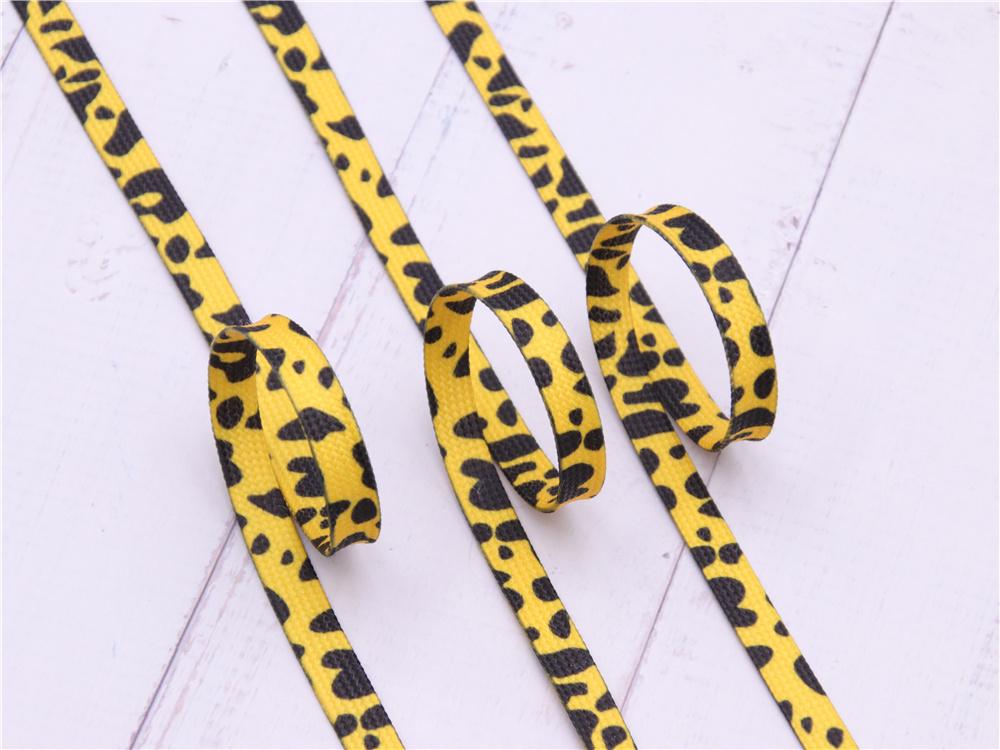 Fashion Trend 7mm Polyester Digital Printed Leopard Flat Sports Laces Thermal Transfer Shoelaces