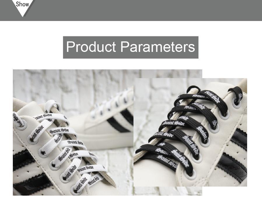 7MM Saint Side White Black Letter Flat Type Waist Laces Men Women Sneaker Ropes Boots Canvas Casual