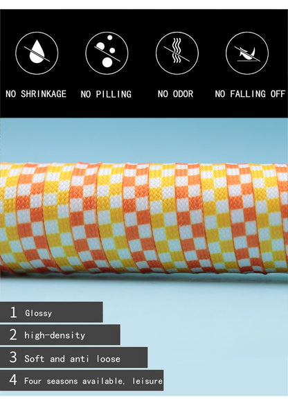 8MM Checkered Pattern Top Quality Heat Transfer Printing Lacet Decoration Of Finny Sneakers Women