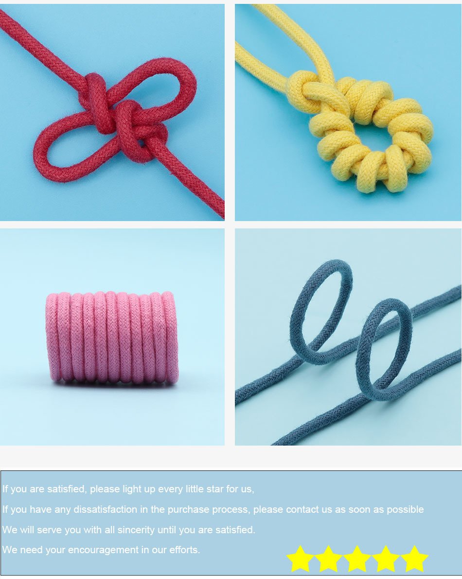 5MM Solid Color Pure Cotton Beige/Blue Waxed Rope Suit For Boy Pant Man Sneaker Canvas Sport