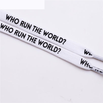 7MM Shoe Accessories Silk Screen Letter Printing Basketball Canvas Boots Falt Laces Lady Charmed