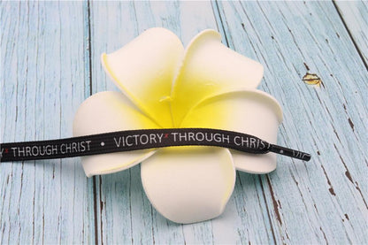 8MM Top Shoelaces "VOCTORY THROUGH CHRIST" Letter Printing Decorative Shoe Accessories Polyester