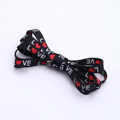 7mm Thermal Transfer Bootlace Flat Single Layer Network Laces With Printing Sublimated Love