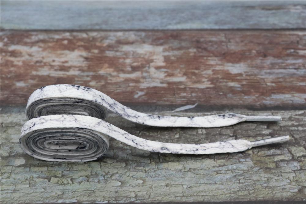 8MM White Black Glacier Frozen Stone Textur Shoelaces Unisex For Zapatillas Mujer Flat Perfect Shoe