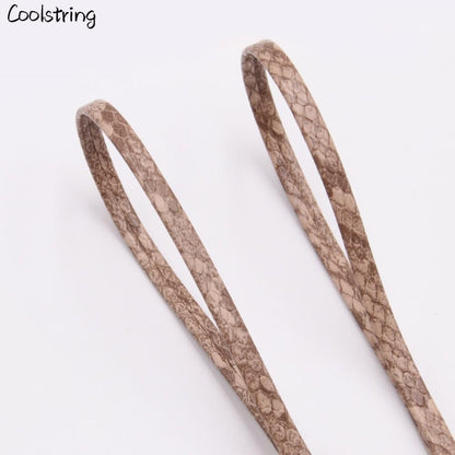 6 Colors Flat Snakeskin Snake Shoe Laces Luxury PU Leather LE ShoeLaces With Gold Metal Aglets For