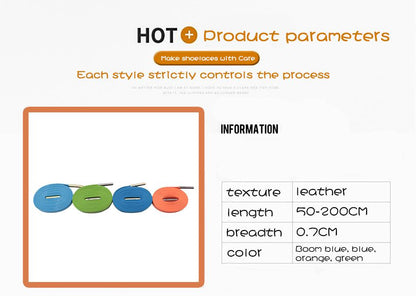 7MM Best Flat Leather Shoelaces Ultra Durable Pu Material Cords Clothing Official Business Bootlace