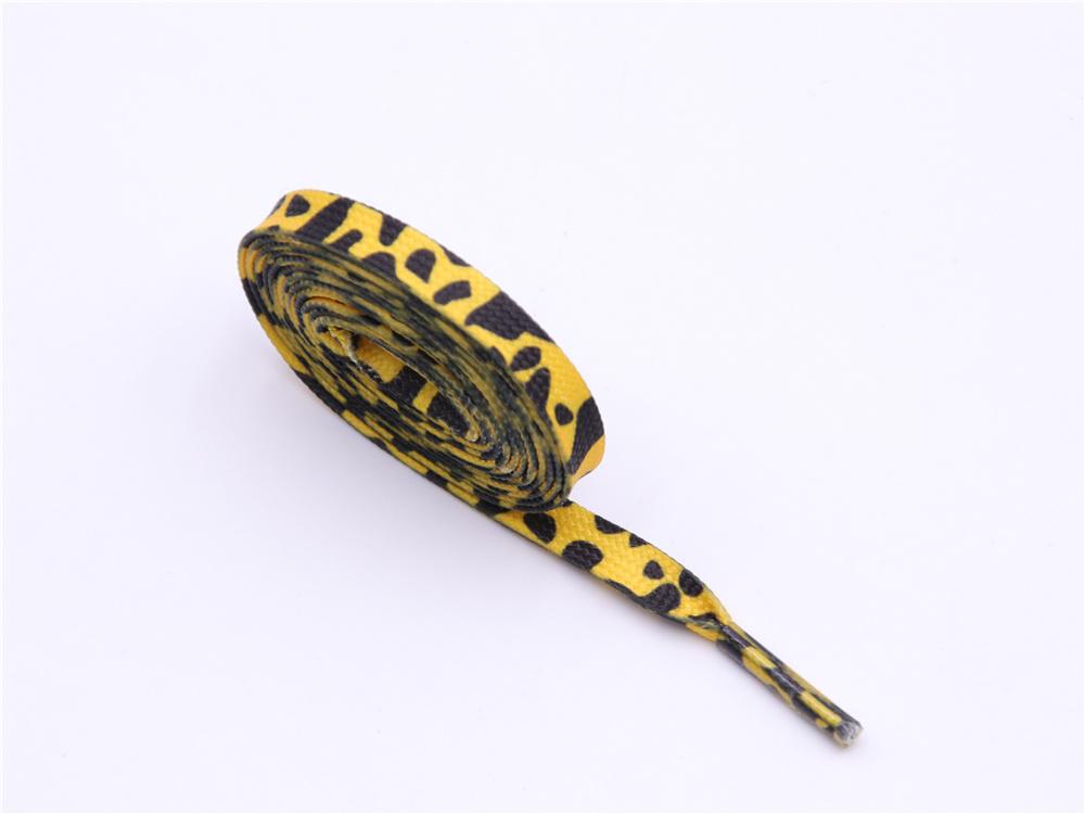 Fashion Trend 7mm Polyester Digital Printed Leopard Flat Sports Laces Thermal Transfer Shoelaces