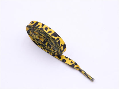 Fashion Trend 7mm Polyester Digital Printed Leopard Flat Sports Laces Thermal Transfer Shoelaces