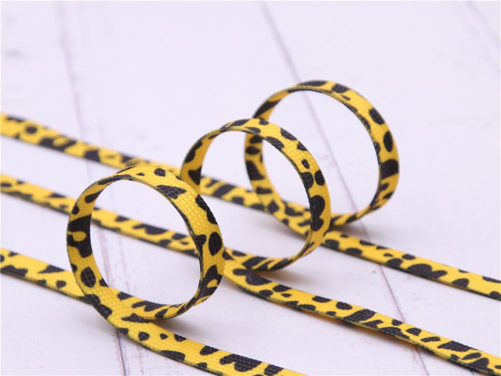 Fashion Trend 7mm Polyester Digital Printed Leopard Flat Sports Laces Thermal Transfer Shoelaces