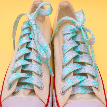 Official Weiou 8MM Grey High-End Heat Transfer Printing Freshness Lacets Mint Green Flat Shoelaces