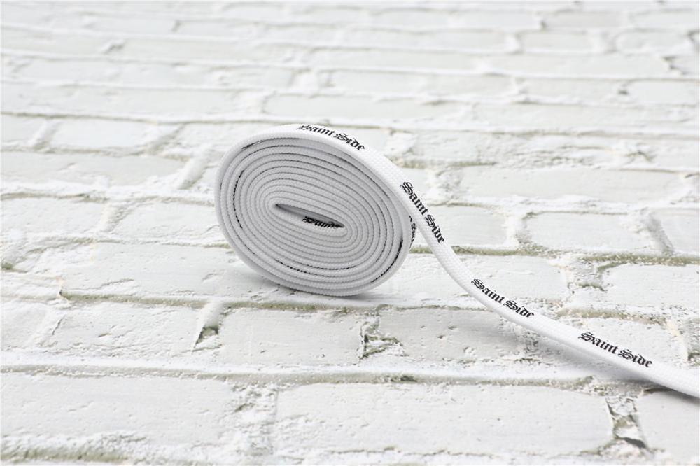 7MM Saint Side White Black Letter Flat Type Waist Laces Men Women Sneaker Ropes Boots Canvas Casual