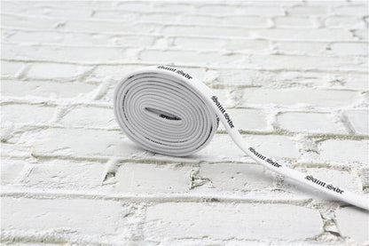 7MM Saint Side White Black Letter Flat Type Waist Laces Men Women Sneaker Ropes Boots Canvas Casual