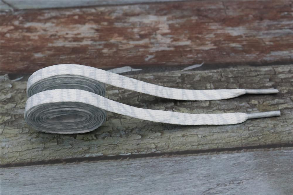 8MM Marble Pattern Heat Transfer Printing Shoelaces Grey White Flat Canvas Shoe Cords Men Women