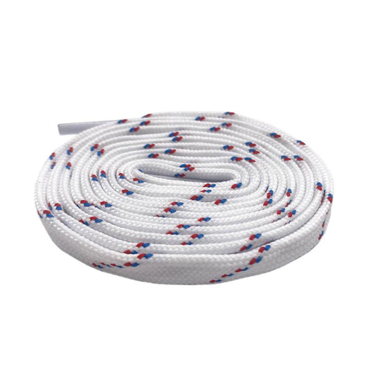 Best Shoe Accessories 7MM White Shoelaces With Red and Blue Spots Flat Easy Laces Fashion Youth