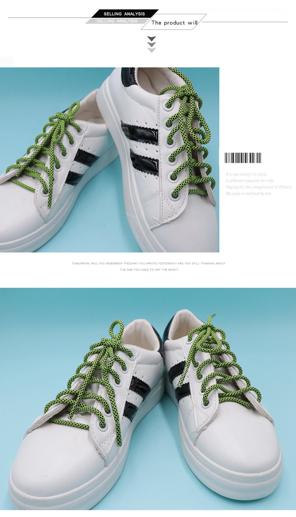 3MM Vogue Shoe Accessories Nice Polyester Shoelaces Green Yellow Youth Ropes For Young Guys Street