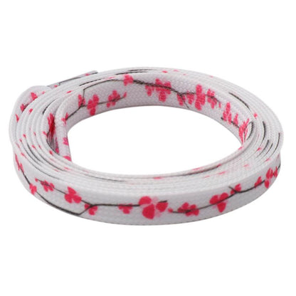 7MM Floral Heat Transfer Printing Shoe Laces Top Accessory Sneaker Women White Red Stamp Pretty Cord