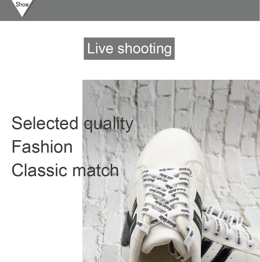 7MM Saint Side White Black Letter Flat Type Waist Laces Men Women Sneaker Ropes Boots Canvas Casual