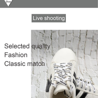 7MM Saint Side White Black Letter Flat Type Waist Laces Men Women Sneaker Ropes Boots Canvas Casual