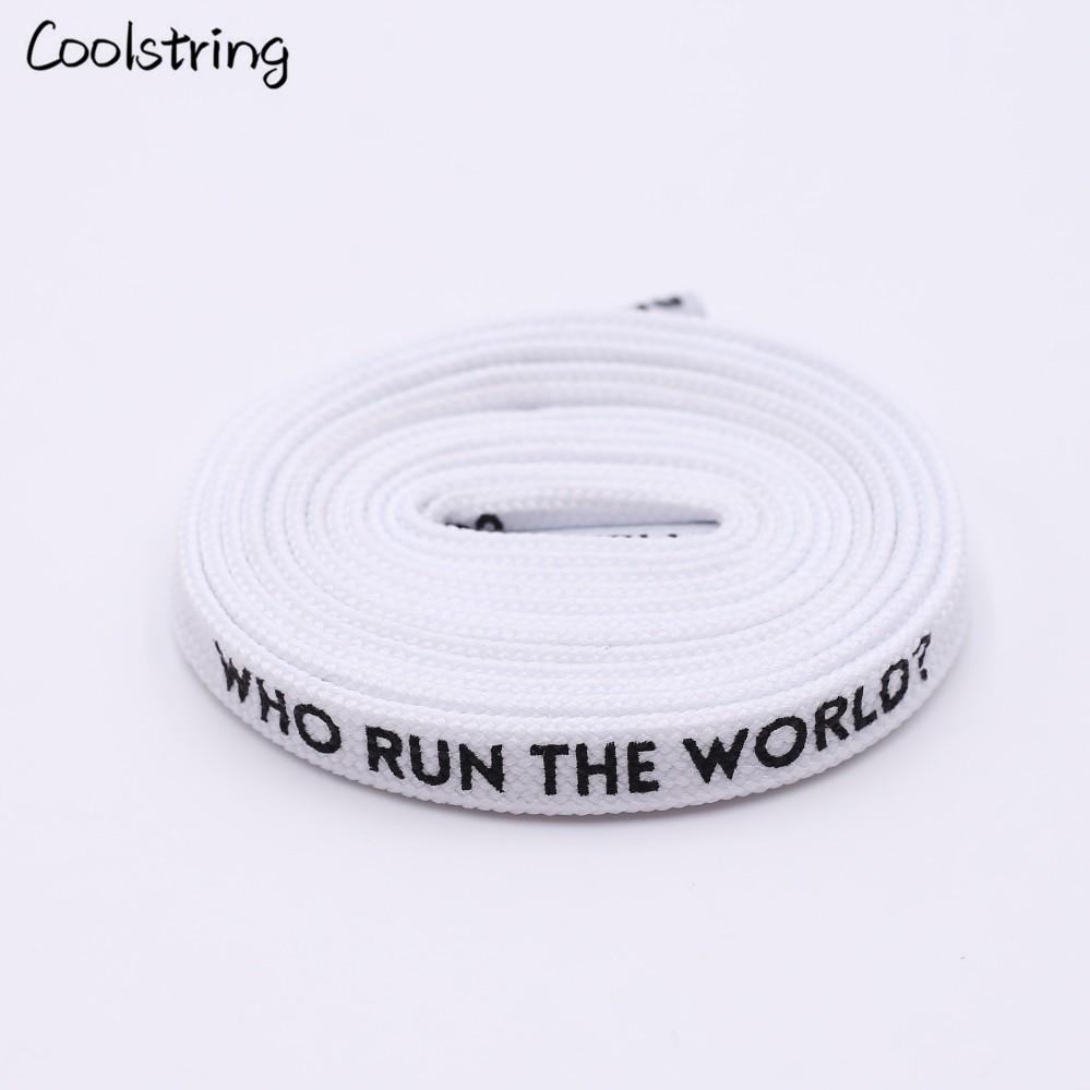 7MM Who Run The World Slogo Shoelaces Double-sided Printed Flat Sneakers Basketball Shoestring