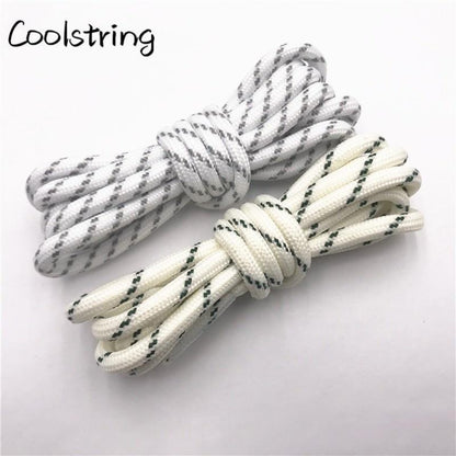 Round Striped Rope Laces Beige White Bootlaces Polyester Shoelace Shoestring For Roller Skates