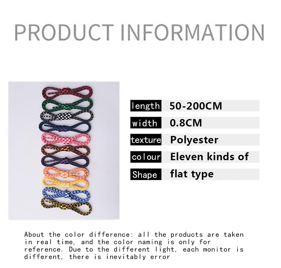 8MM Checkered Pattern Top Quality Heat Transfer Printing Lacet Decoration Of Finny Sneakers Women