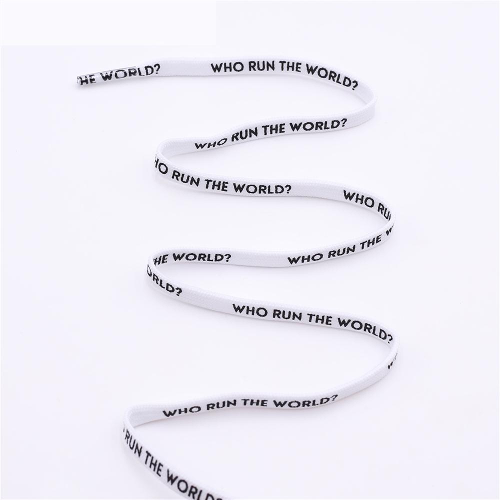 7MM Shoe Accessories Silk Screen Letter Printing Basketball Canvas Boots Falt Laces Lady Charmed