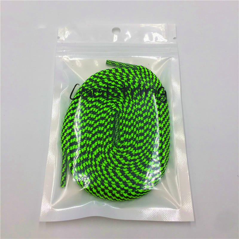 7mm Premium Black-Green Striped Flat Polyester Shoelaces For Boots lacet Casual Canvas Sneaker Easy