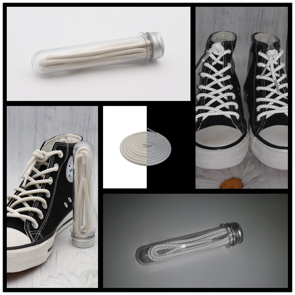 Shoe Accessories 4.7MM Black White Reflective Glowing shoestring 120CM Polyester Shoe Ropes Strong