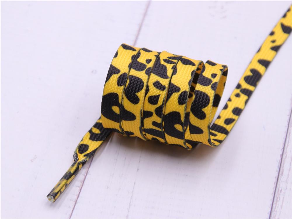 Fashion Trend 7mm Polyester Digital Printed Leopard Flat Sports Laces Thermal Transfer Shoelaces
