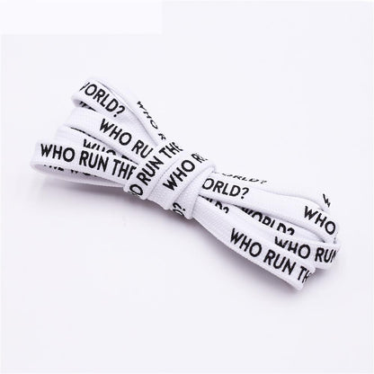 7MM Shoe Accessories Silk Screen Letter Printing Basketball Canvas Boots Falt Laces Lady Charmed