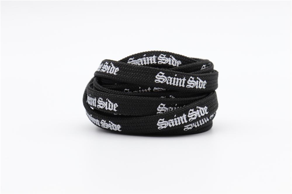7MM Saint Side White Black Letter Flat Type Waist Laces Men Women Sneaker Ropes Boots Canvas Casual