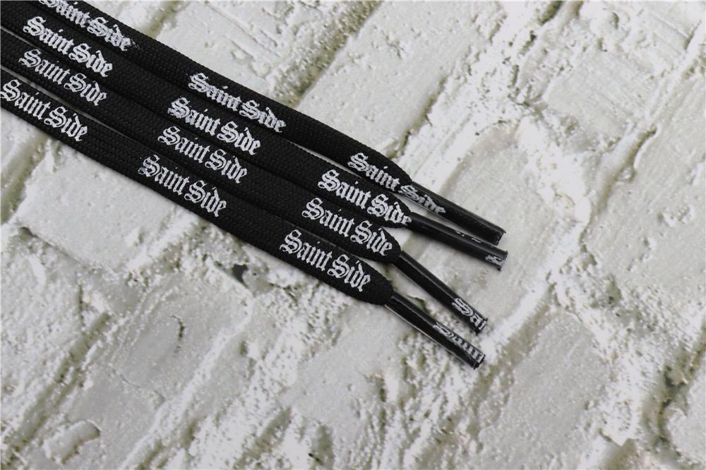 7MM Saint Side White Black Letter Flat Type Waist Laces Men Women Sneaker Ropes Boots Canvas Casual