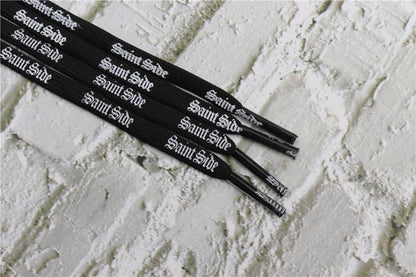 7MM Saint Side White Black Letter Flat Type Waist Laces Men Women Sneaker Ropes Boots Canvas Casual