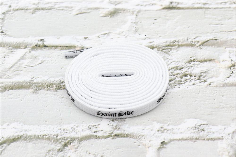 7MM Saint Side White Black Letter Flat Type Waist Laces Men Women Sneaker Ropes Boots Canvas Casual