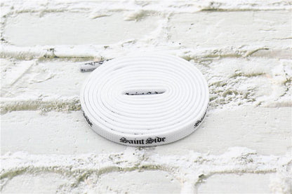 7MM Saint Side White Black Letter Flat Type Waist Laces Men Women Sneaker Ropes Boots Canvas Casual